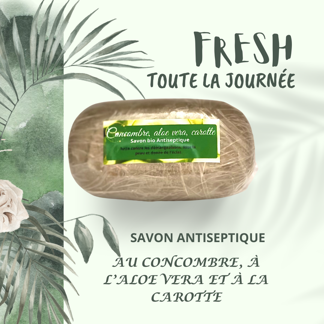 SAVON ANTISEPTIQUE AU CONCOMBRE, ALOE VERA ET CAROTTE